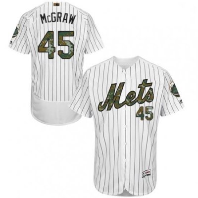 Mens Majestic New York Mets 45 Tug McGraw Authentic White 2016 Memorial Day Fashion Flex Base MLB Jersey