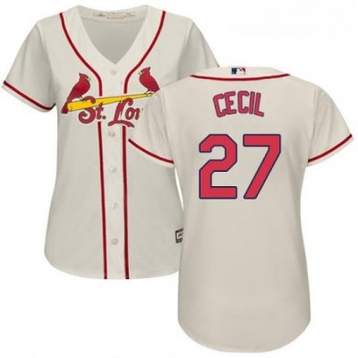 Womens Majestic St Louis Cardinals 27 Brett Cecil Authentic Cream Alternate Cool Base MLB Jersey