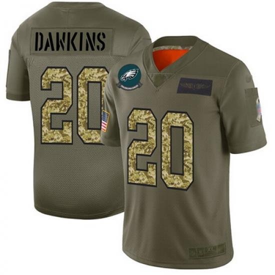 Eagles 20 Brian Dawkins Olive Camo Men Stitched Football Limited 2019 Salute To Service Jersey