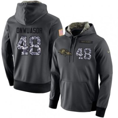 NFL Mens Nike Baltimore Ravens 48 Patrick Onwuasor Stitched Black Anthracite Salute to Service Player Performance Hoodie