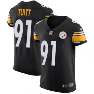 Men Nike Steelers #91 Stephon Tuitt Black Team Color Stitched NFL Vapor Untouchable Elite Jersey