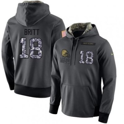 NFL Mens Nike Cleveland Browns 18 Kenny Britt Stitched Black Anthracite Salute to Service Player Performance Hoodie