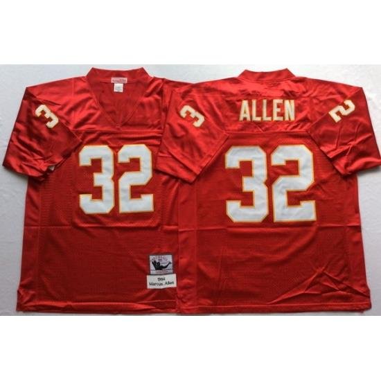 Men Kansas City Chiefs 32 Marcus Allen Red M&N Throwback Jersey