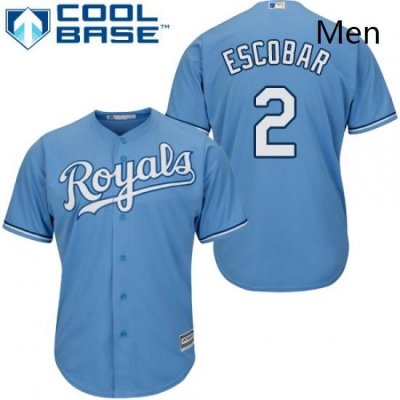 Mens Majestic Kansas City Royals 2 Alcides Escobar Replica Light Blue Alternate 1 Cool Base MLB Jersey