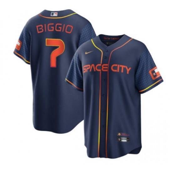 Men Houston Astros 7 Craig Biggio 2022 Navy City Connect Cool Base Stitched jersey