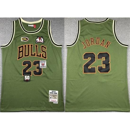 Men Chicago Bulls 23 Michael Jordan Green 1997 98 Throwback Stitched Basketball Jersey