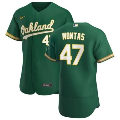 Oakland Athletics 47 Frankie Montas Men Nike Kelly Green Alternate 2020 Authentic Player MLB Jersey