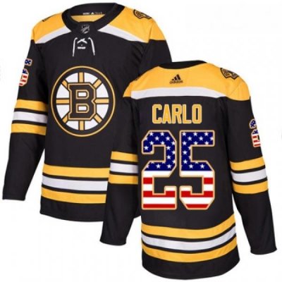 Youth Adidas Boston Bruins 25 Brandon Carlo Authentic Black USA Flag Fashion NHL Jersey