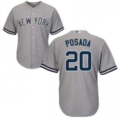 Youth Majestic New York Yankees 20 Jorge Posada Replica Grey Road MLB Jersey