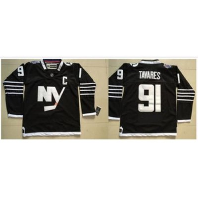 youth New York Islanders #91 John Tavares Black Alternate Stitched NHL Jersey