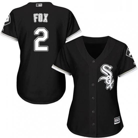 Womens Majestic Chicago White Sox 2 Nellie Fox Authentic Black Alternate Home Cool Base MLB Jersey