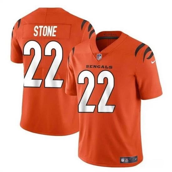 Men Cincinnati Bengals 22 Geno Stone Orange Vapor Untouchable Limited Stitched Jersey