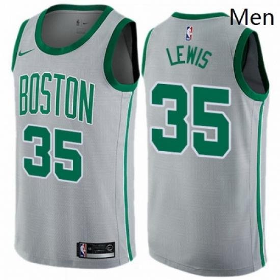 Mens Nike Boston Celtics 35 Reggie Lewis Swingman Gray NBA Jersey City Edition