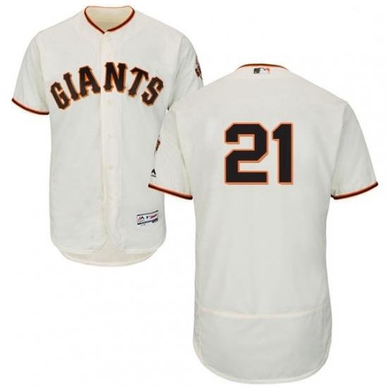 Mens Majestic San Francisco Giants 21 Deion Sanders Cream Home Flex Base Authentic Collection MLB Jersey