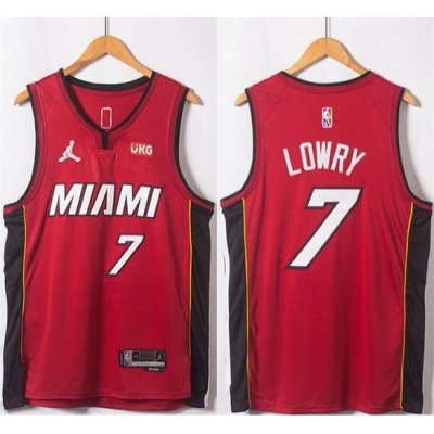 Men Miami Heat 7 Kyle Lowry Red Statement Edition 75th Anniversary Stitched Jersey