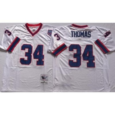 Buffalo Bills White #34 THOMAS White Stitched NFL Throwback Jersey