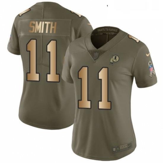 Womens Nike Washington Redskins 11 Alex Smith Limited OliveGold 2017 Salute to Service NFL Jersey