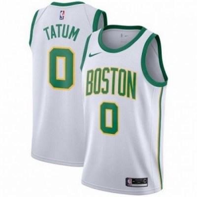 Mens Nike Boston Celtics 0 Jayson Tatum Swingman White NBA Jersey City Edition