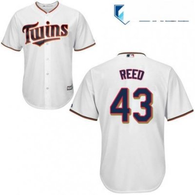 Mens Majestic Minnesota Twins 43 Addison Reed Replica White Home Cool Base MLB Jersey