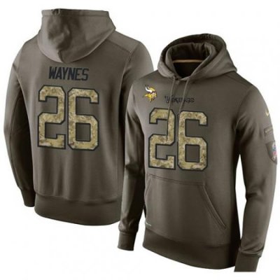 NFL Nike Minnesota Vikings 26 Trae Waynes Green Salute To Service Mens Pullover Hoodie