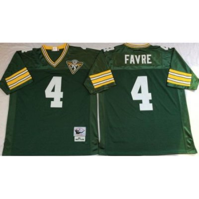 Men Green Bay Green Bay Packers 4 Brett Favre Green M&N Throwback Jersey