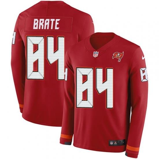 Nike Buccaneers 84 Cameron Brate Red Team Color Men s Stitched NFL Limited Therma Long Sleeve Jersey