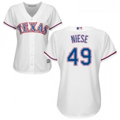 Womens Majestic Texas Rangers 49 Jon Niese Authentic White Home Cool Base MLB Jersey