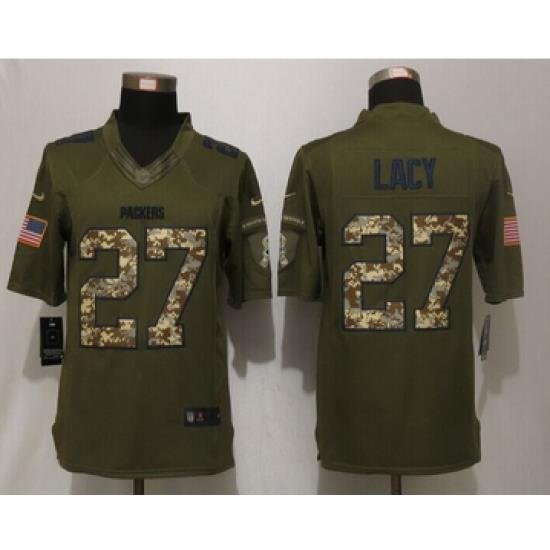 Nike Green Bay Packers #27 Eddie Lacy Green Salute To Service Limited Jersey