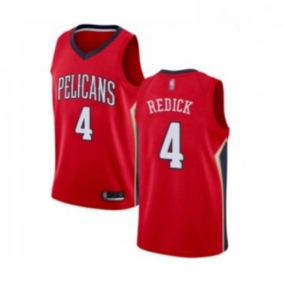 Mens New Orleans Pelicans 4 JJ Redick Authentic Red Basketball Jersey Statement Edition