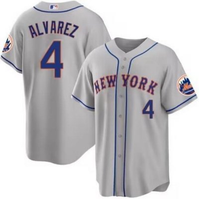 Men NeW York Mets 4 Francisco Alvarez Gray 2023 Cool Base Stitched Baseball Jersey