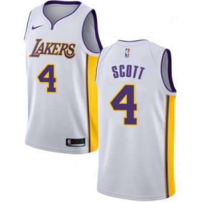 Mens Nike Los Angeles Lakers 4 Byron Scott Swingman White NBA Jersey Association Edition