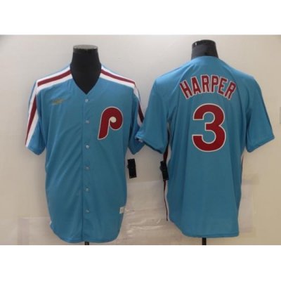 Men Nike Philadelphia Phillies Bryce Harper 3 BLue 2020 Authentic Player MLB Jersey