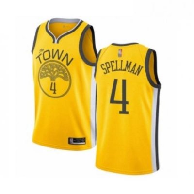 Youth Golden State Warriors 4 Omari Spellman Yellow Swingman Jersey Earned Edition