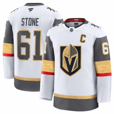 Men Vegas Golden Knights 61 Mark Stone White 2024 25 Away Stitched Hockey Jersey