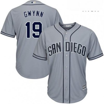 Mens Majestic San Diego Padres 19 Tony Gwynn Authentic Grey Road Cool Base MLB Jersey