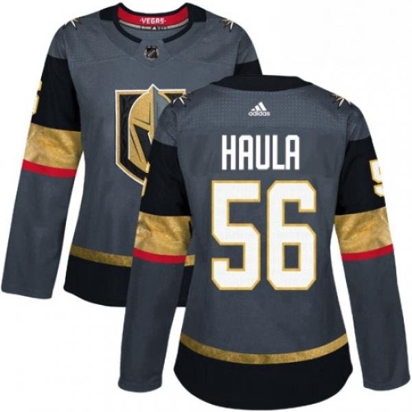 Womens Adidas Vegas Golden Knights 56 Erik Haula Authentic Gray Home NHL Jersey