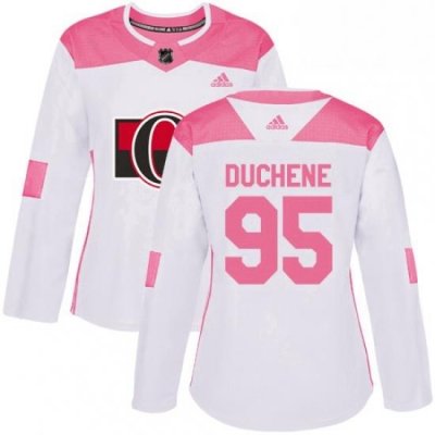 Womens Adidas Ottawa Senators 95 Matt Duchene Authentic WhitePink Fashion NHL Jersey