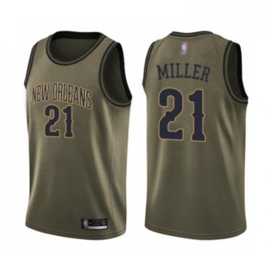 Youth New Orleans Pelicans 21 Darius Miller Swingman Green Salute to Service Basketball Jersey