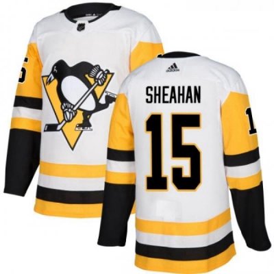 Youth Adidas Pittsburgh Penguins 15 Riley Sheahan Authentic White Away NHL Jersey