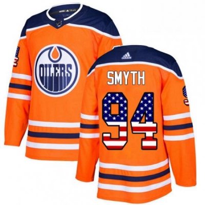 Mens Adidas Edmonton Oilers 94 Ryan Smyth Authentic Orange USA Flag Fashion NHL Jersey