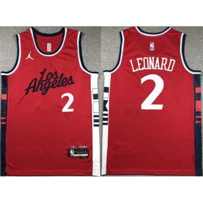 Men Los Angeles Clippers 2 Kawhi Leonard Red Stitched Jersey