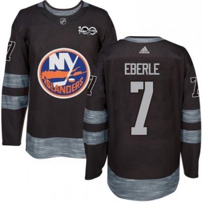 Mens Adidas New York Islanders 7 Jordan Eberle Authentic Black 1917 2017 100th Anniversary NHL Jersey