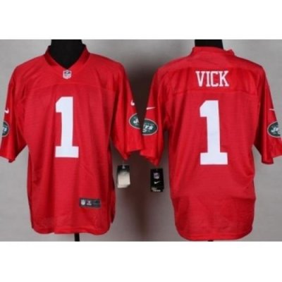 Nike New York Jets 1 Michael Vick Red Elite QB Fashion NFL Jersey