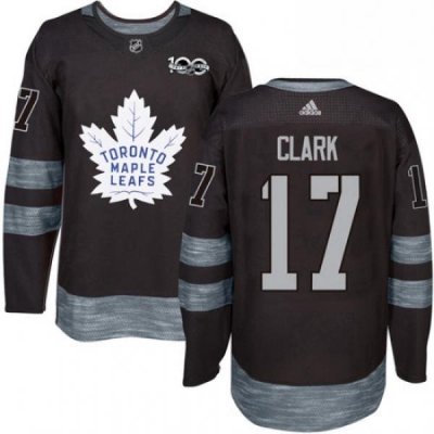 Mens Adidas Toronto Maple Leafs 17 Wendel Clark Authentic Black 1917 2017 100th Anniversary NHL Jersey