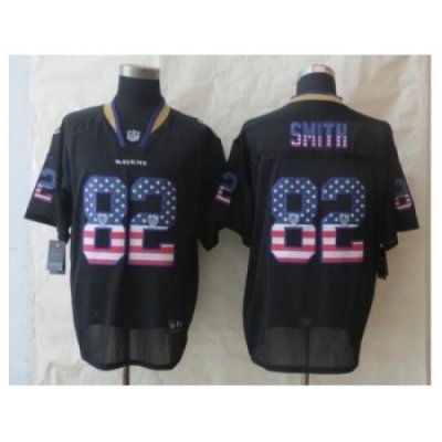 Nike Baltimore Ravens 82 Torrey Smith Black Elite USA Flag Fashion NFL Jersey