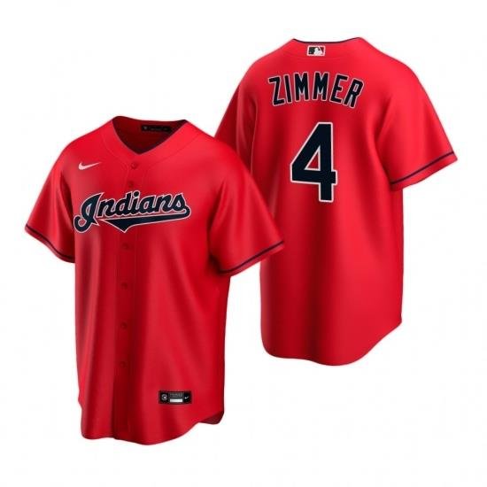 Mens Nike Cleveland Indians 4 Bradley Zimmer Red Alternate Stitched Baseball Jersey