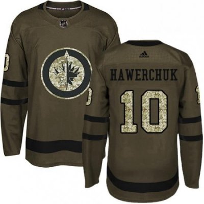 Mens Adidas Winnipeg Jets 10 Dale Hawerchuk Premier Green Salute to Service NHL Jersey