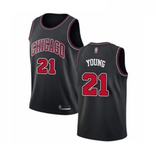 Womens Chicago Bulls 21 Thaddeus Young Authentic Black Basketball Jersey Statement Edition