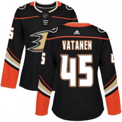 Womens Adidas Anaheim Ducks 45 Sami Vatanen Authentic Black Home NHL Jersey