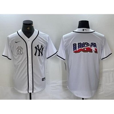 Men NeW York Yankees White Team Big Logo Cool Base Stitched Baseball Jersey